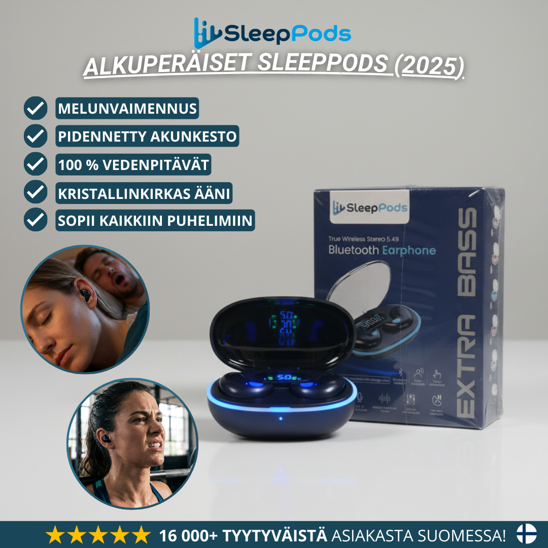 Alkuperäiset vedenpitävät SleepPods™ rauhallisempiin öihin