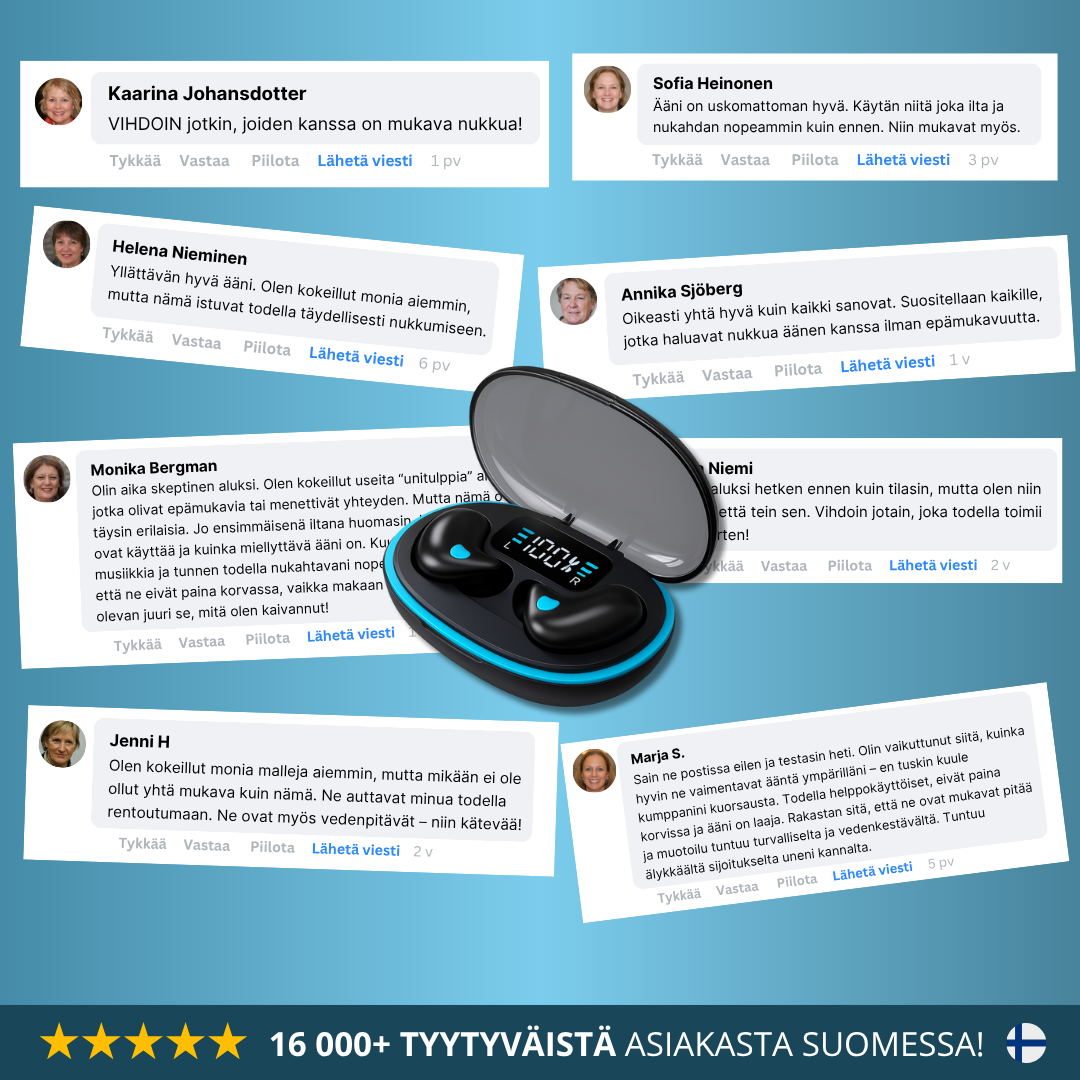 Alkuperäiset vedenpitävät SleepPods™ rauhallisempiin öihin